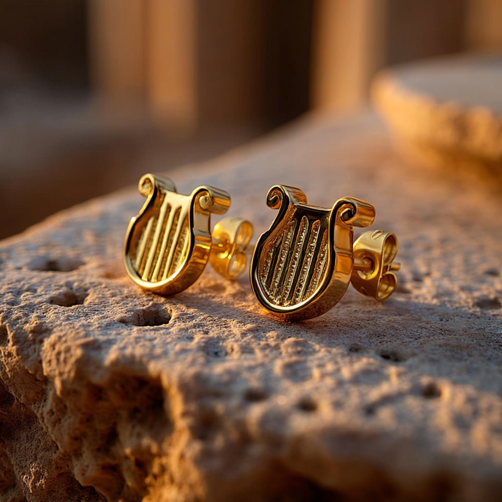 Harp Stud Earrings - Shop Israel