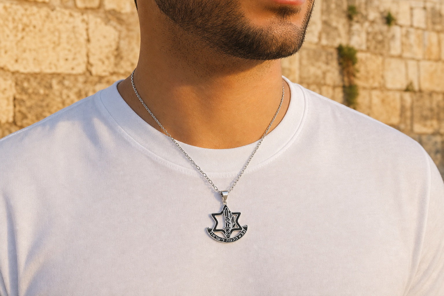 IDF Necklace worn on the chest