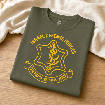 IDF T-Shirt, folded editorial flat lay