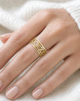 Infinity Band Star of David Ring on her finger
