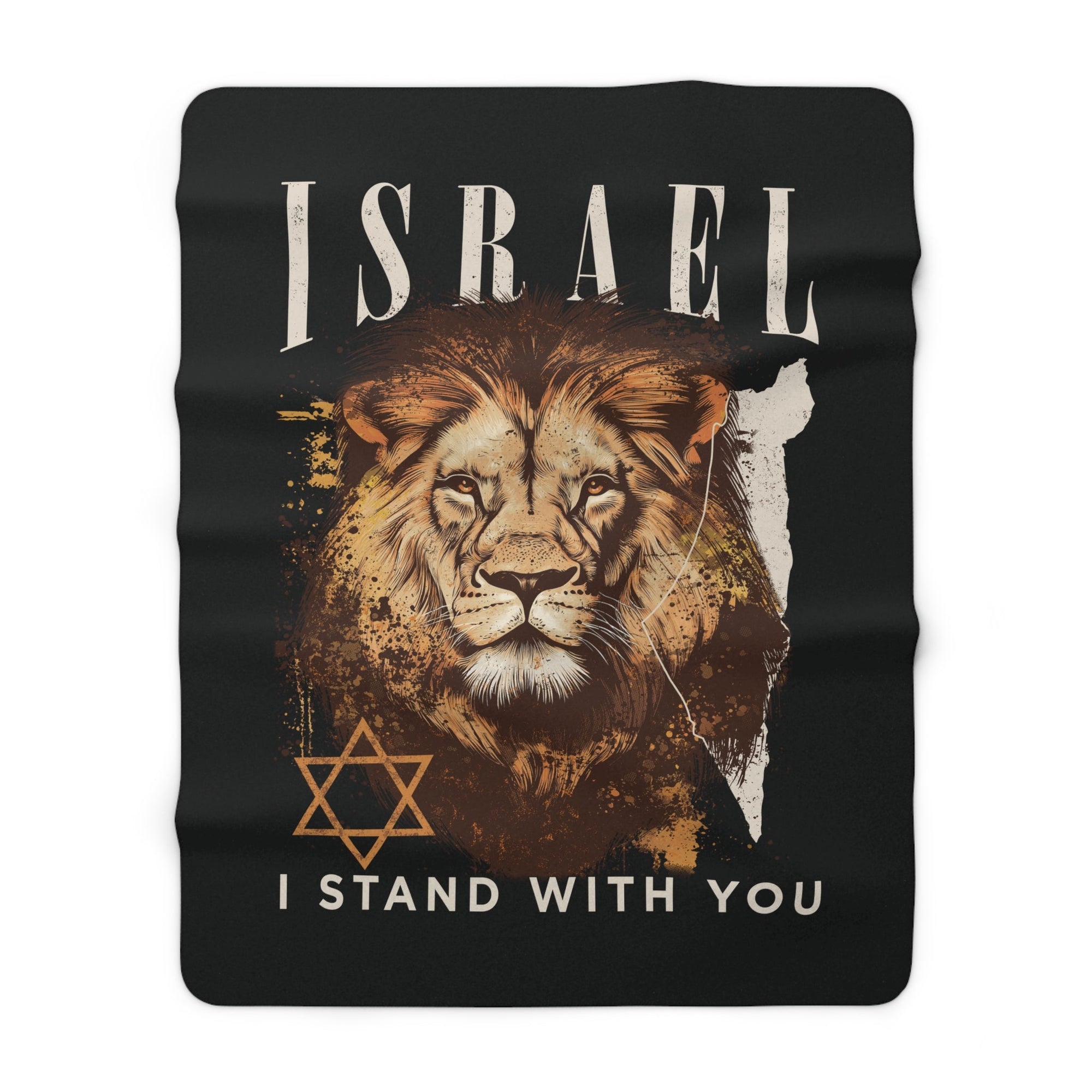 Israel I Stand With You Lion Sherpa Blanket (Black) - Shop Israel