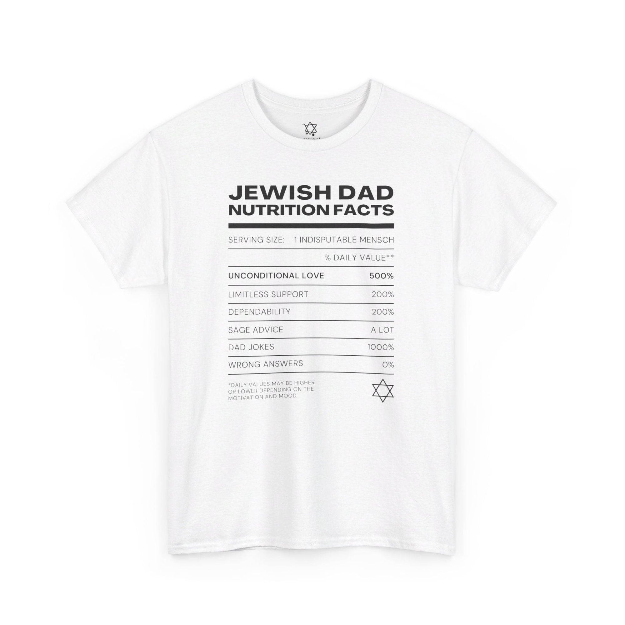 Jewish Dad Nutrition Facts T - Shirt - Shop Israel