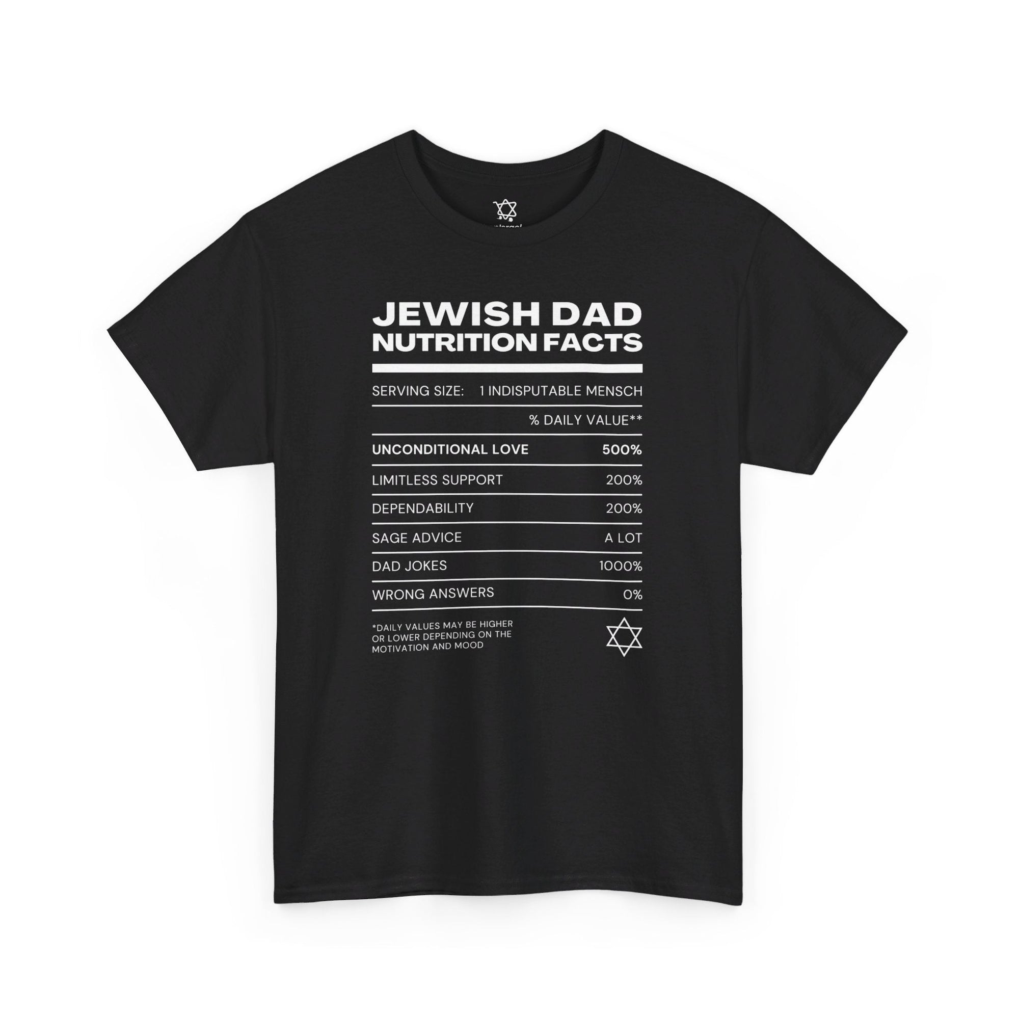 Jewish Dad Nutrition Facts T - Shirt - Shop Israel