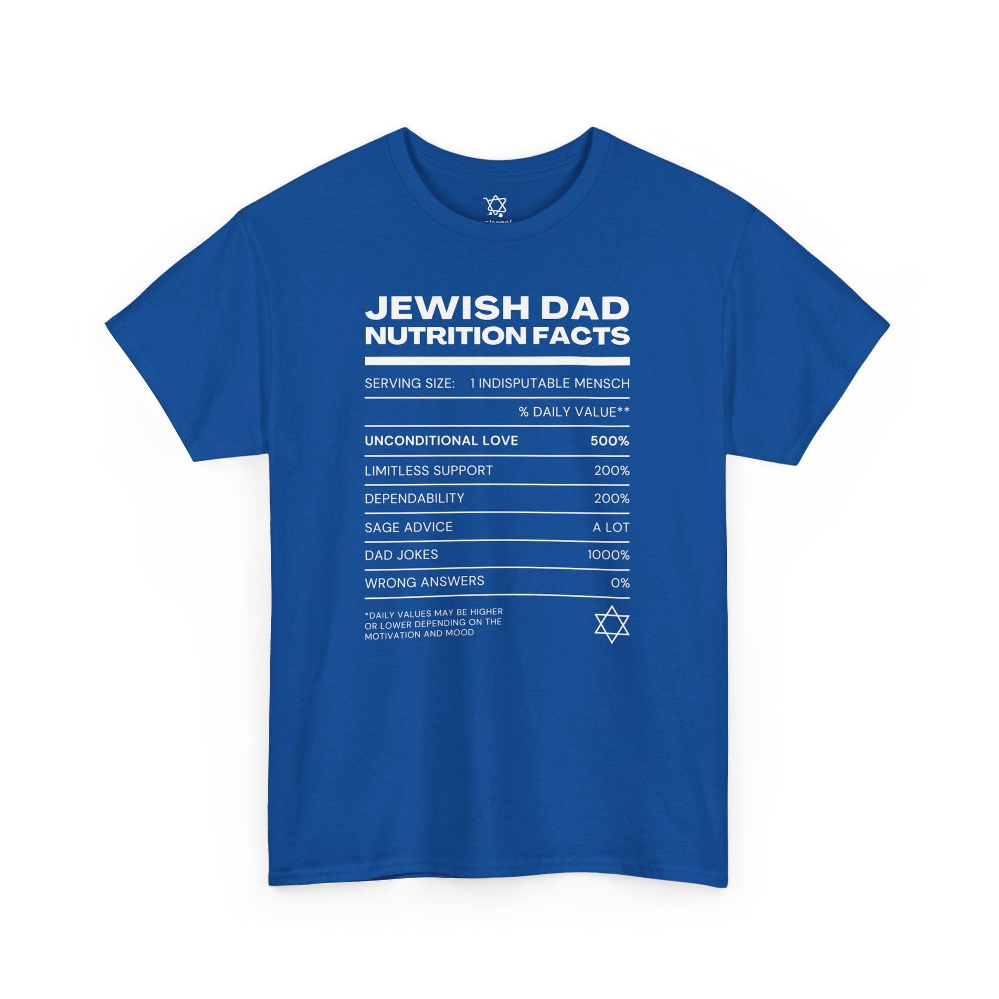 Jewish Dad Nutrition Facts T - Shirt - Shop Israel