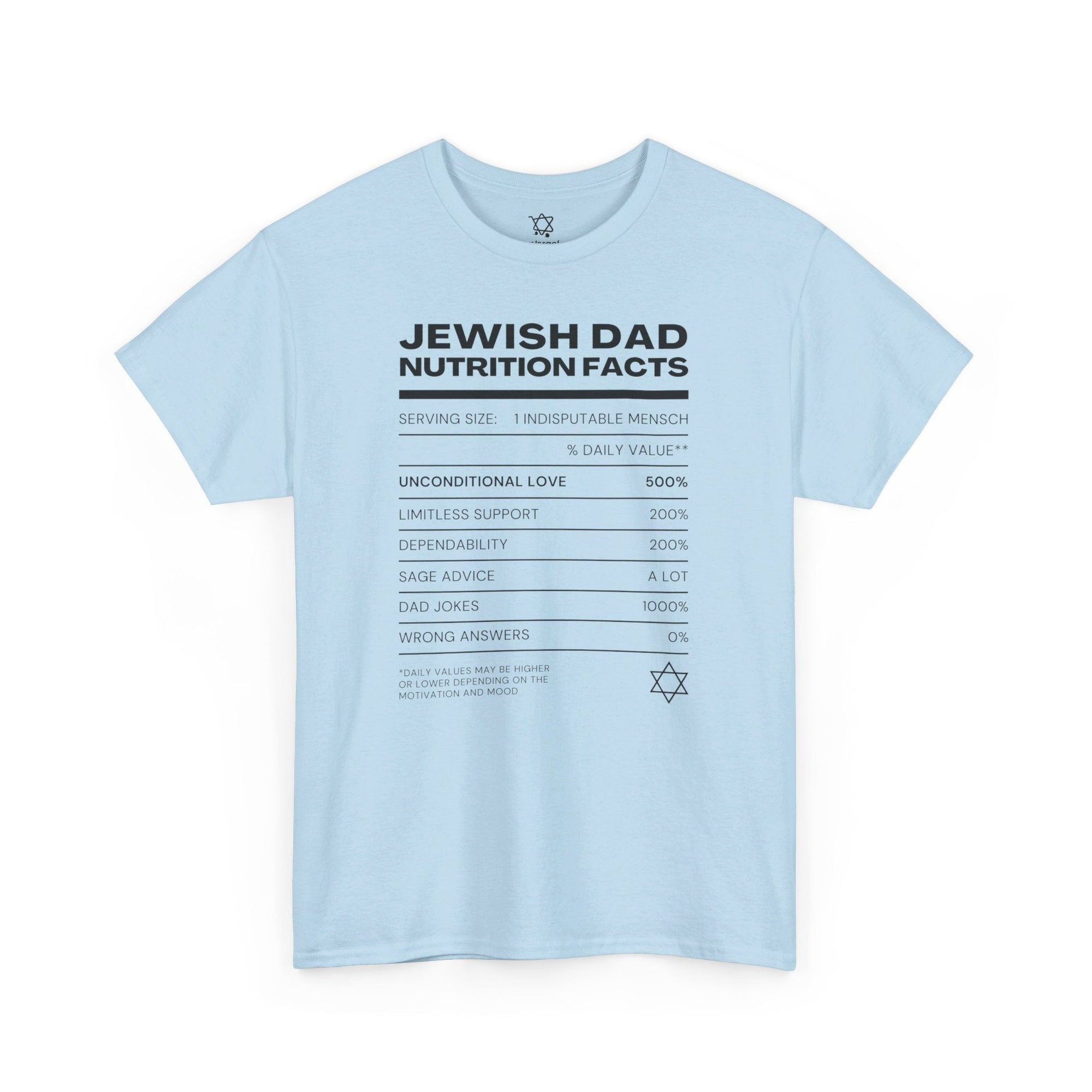 Jewish Dad Nutrition Facts T - Shirt - Shop Israel