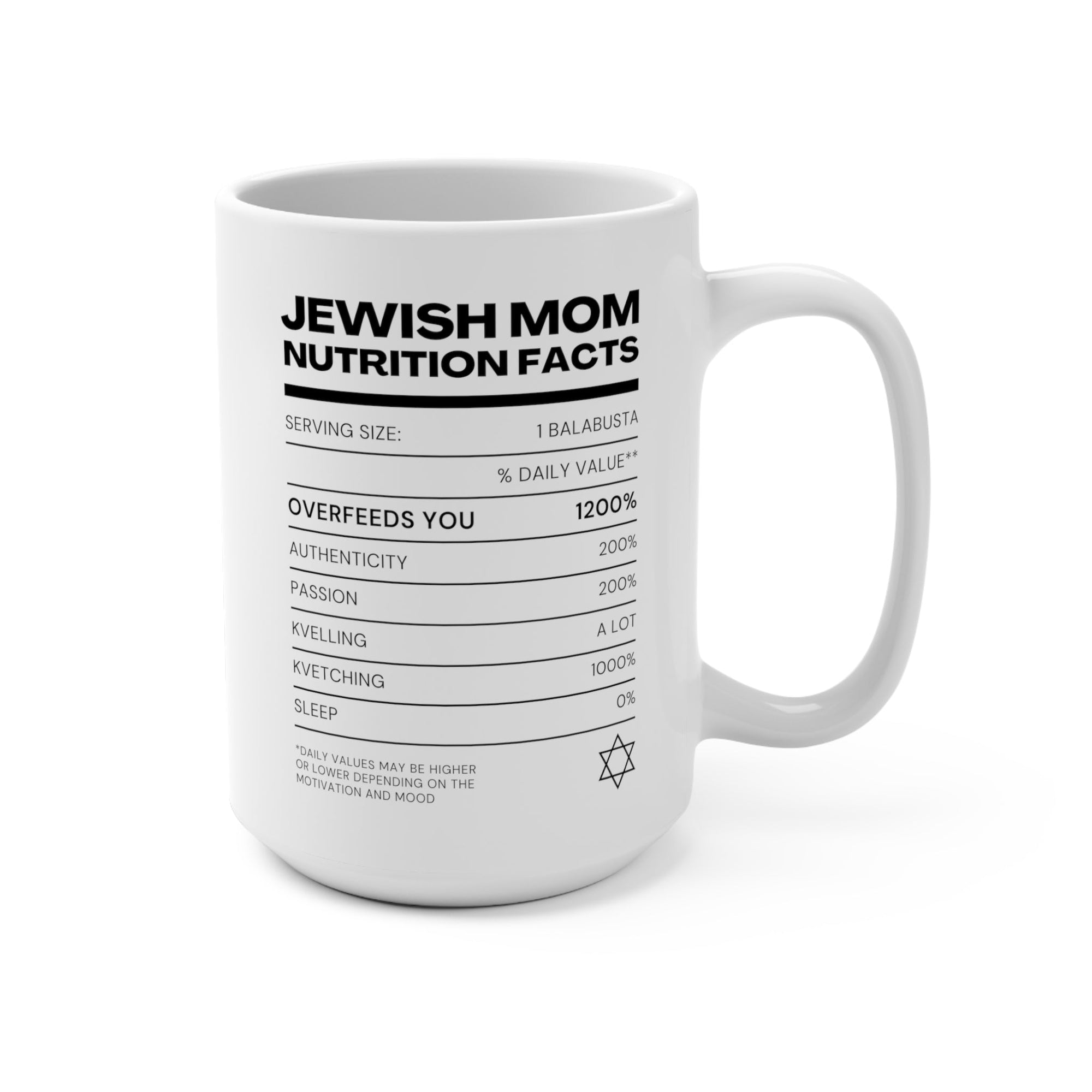 Jewish Mom Nutrition Facts Ceramic Mug - Shop Israel