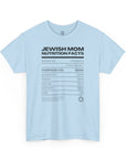 Jewish Mom Nutrition Facts T - Shirt - Shop Israel