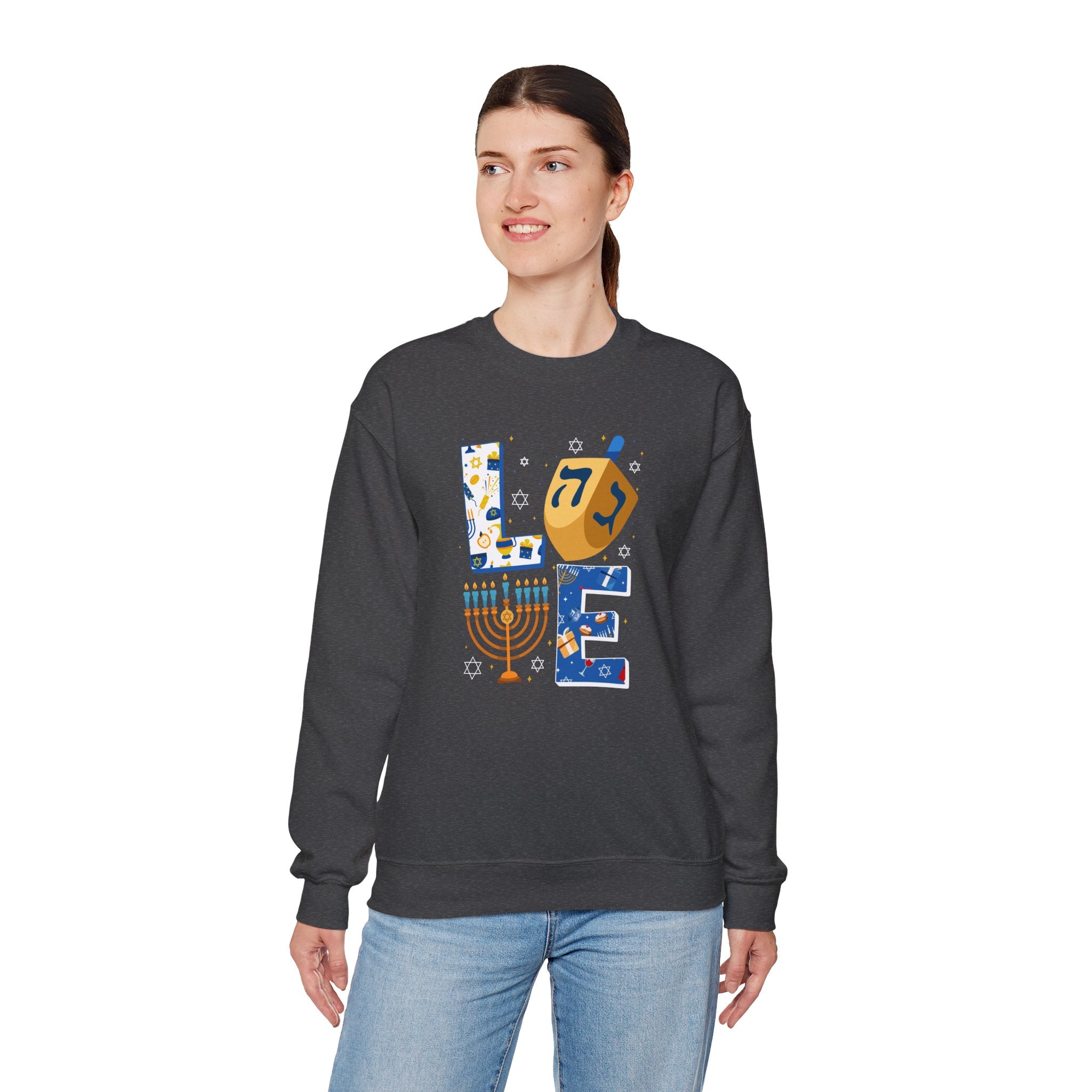 Sweat-shirt Hanouka - Message 'Love Hanukkah' Avec Menorah - Pour Fêtes Juives De Fin D'année - Taille S à 3XL - 9