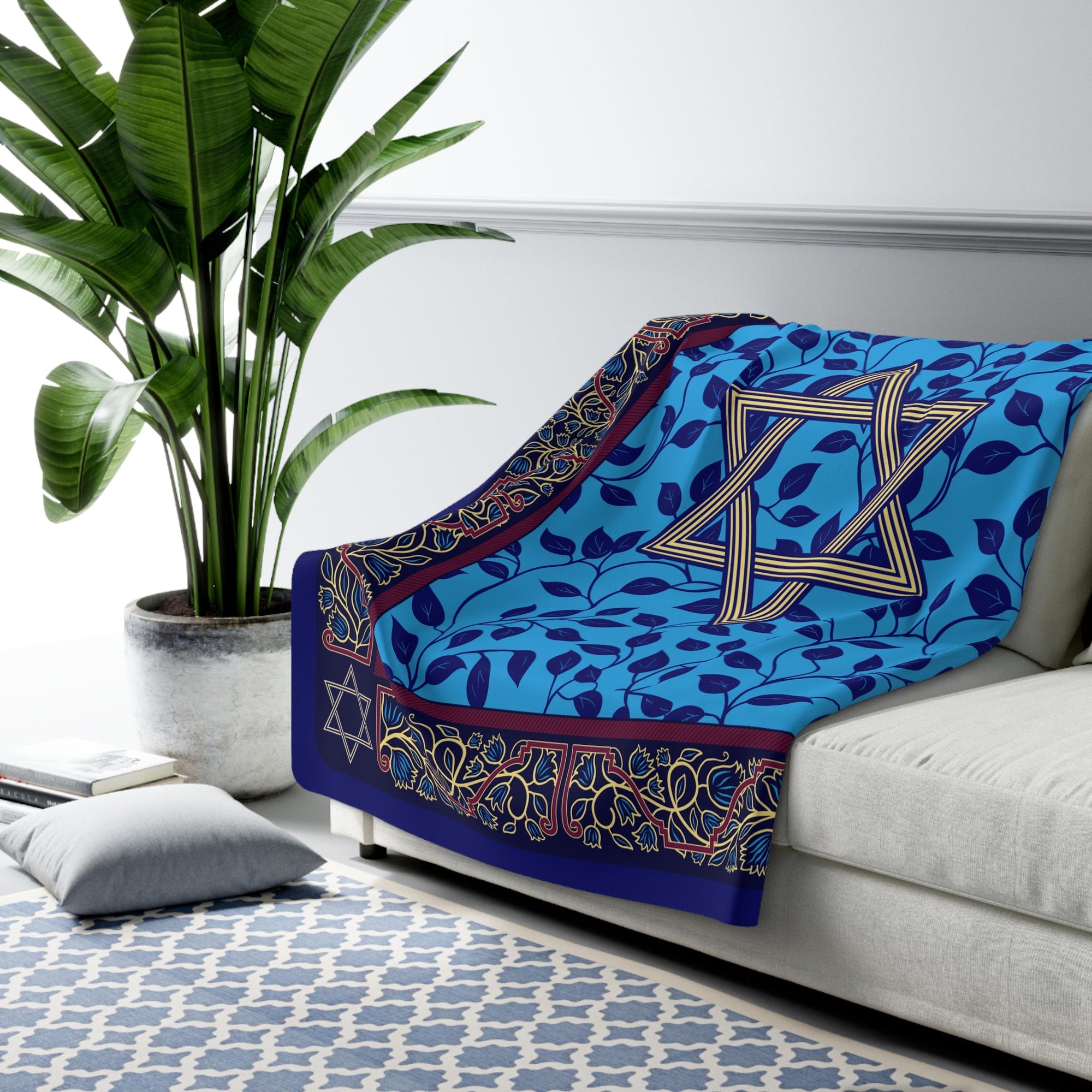 Magen David Tapestry Sherpa Blanket - Shop Israel