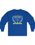 Menorah 'Happy Chanukah' Long Sleeve T-Shirt - Shop Israel