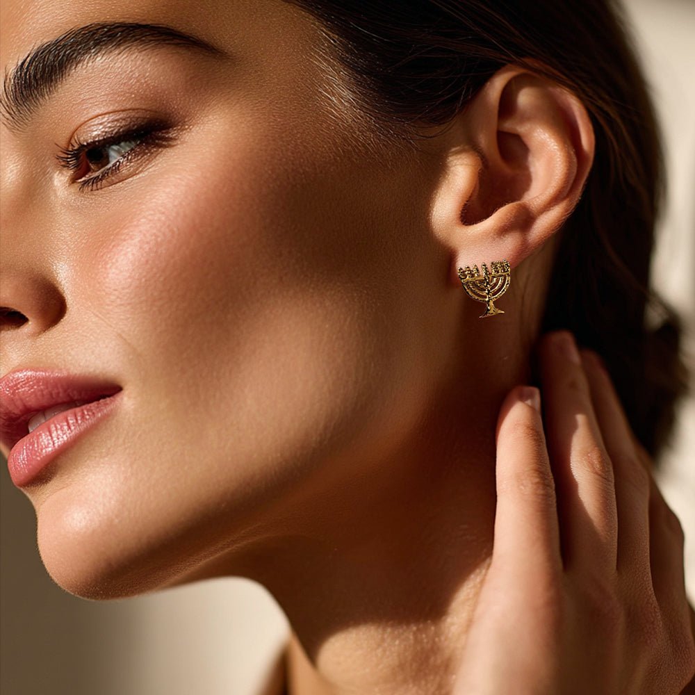 Menorah Stud Earrings - Shop Israel