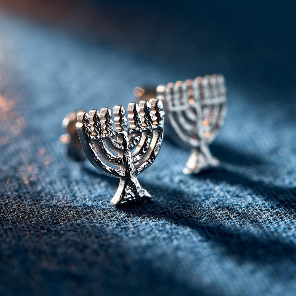 Menorah Stud Earrings - Shop Israel