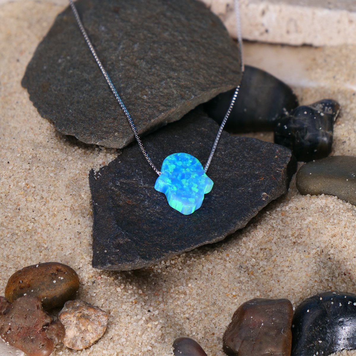 Opal Hamsa Necklace - Shop Israel