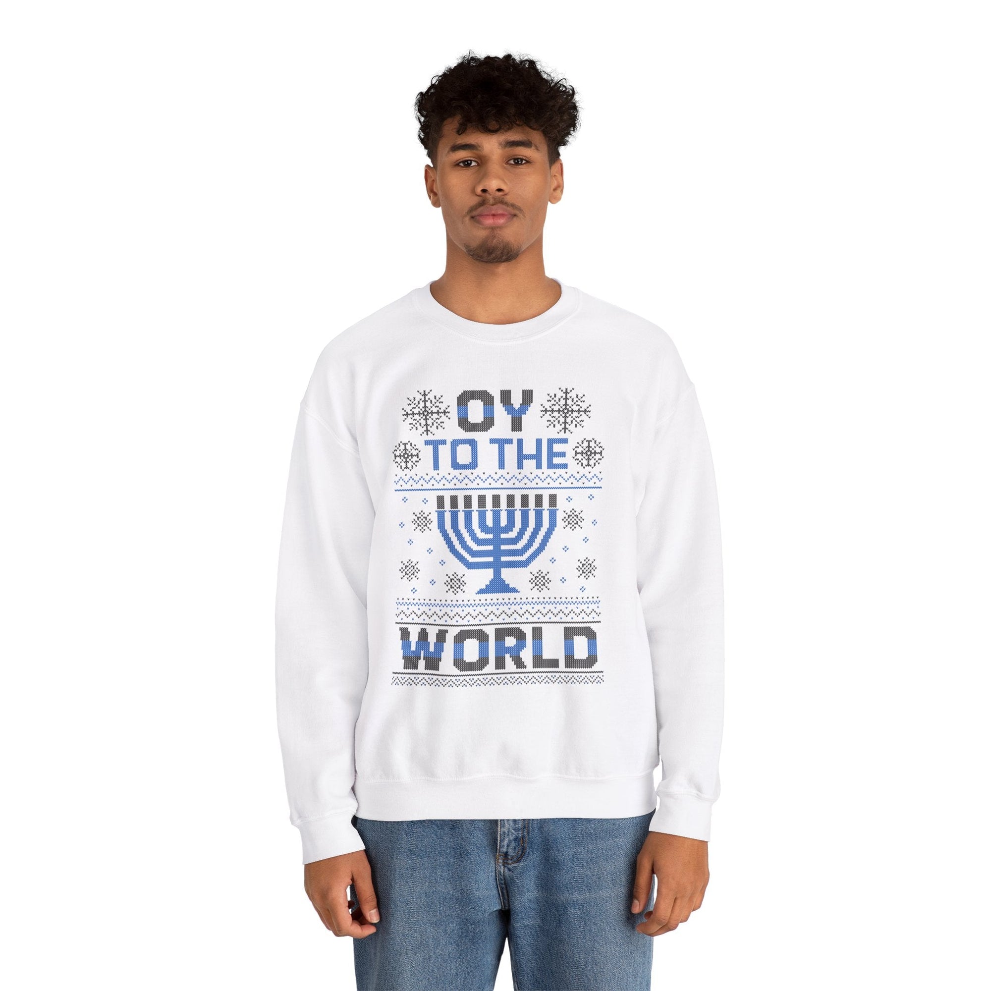 Oy To The World Ugly Hanukkah Sweater - Shop Israel