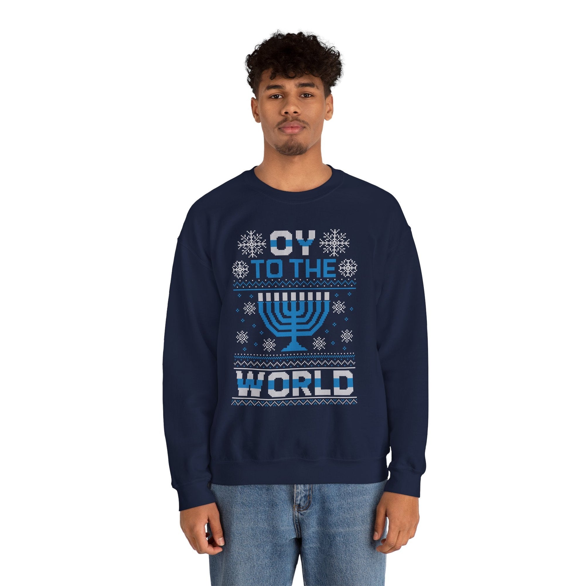 Oy To The World Ugly Hanukkah Sweater - Shop Israel