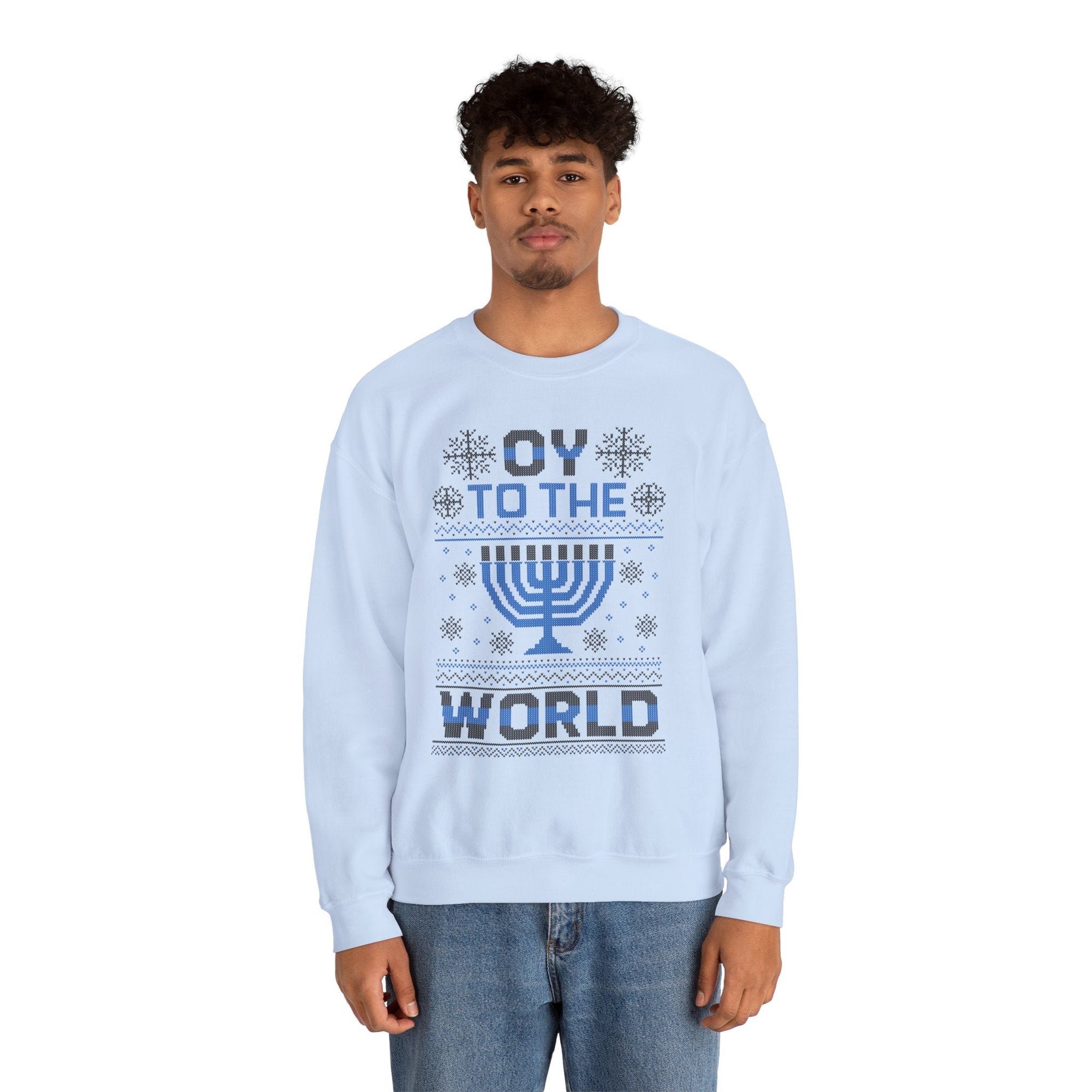 Oy To The World Ugly Hanukkah Sweater - Shop Israel