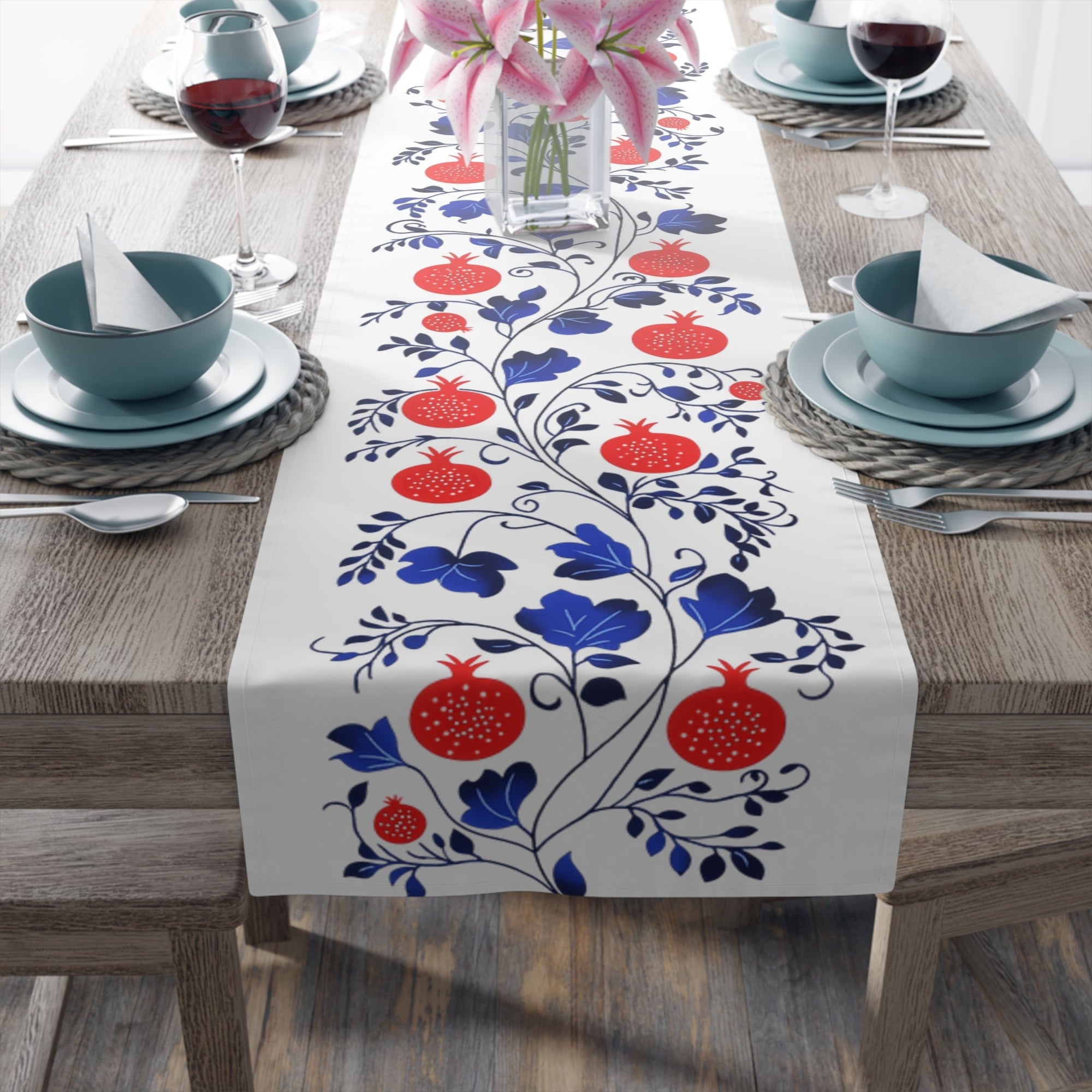 Rosh Hashanah Pomegranate Table Runner - Shop Israel