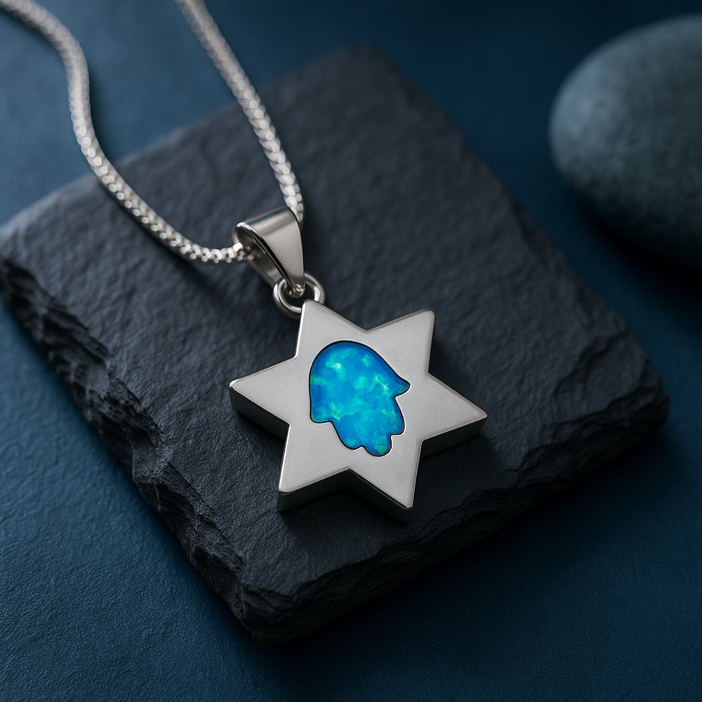Star of David Opal Hamsa Necklace - Shop Israel