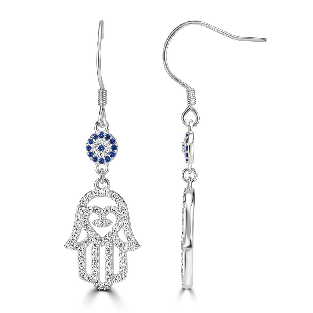 Studded Hamsa Hanging Earrings - Shop Israel