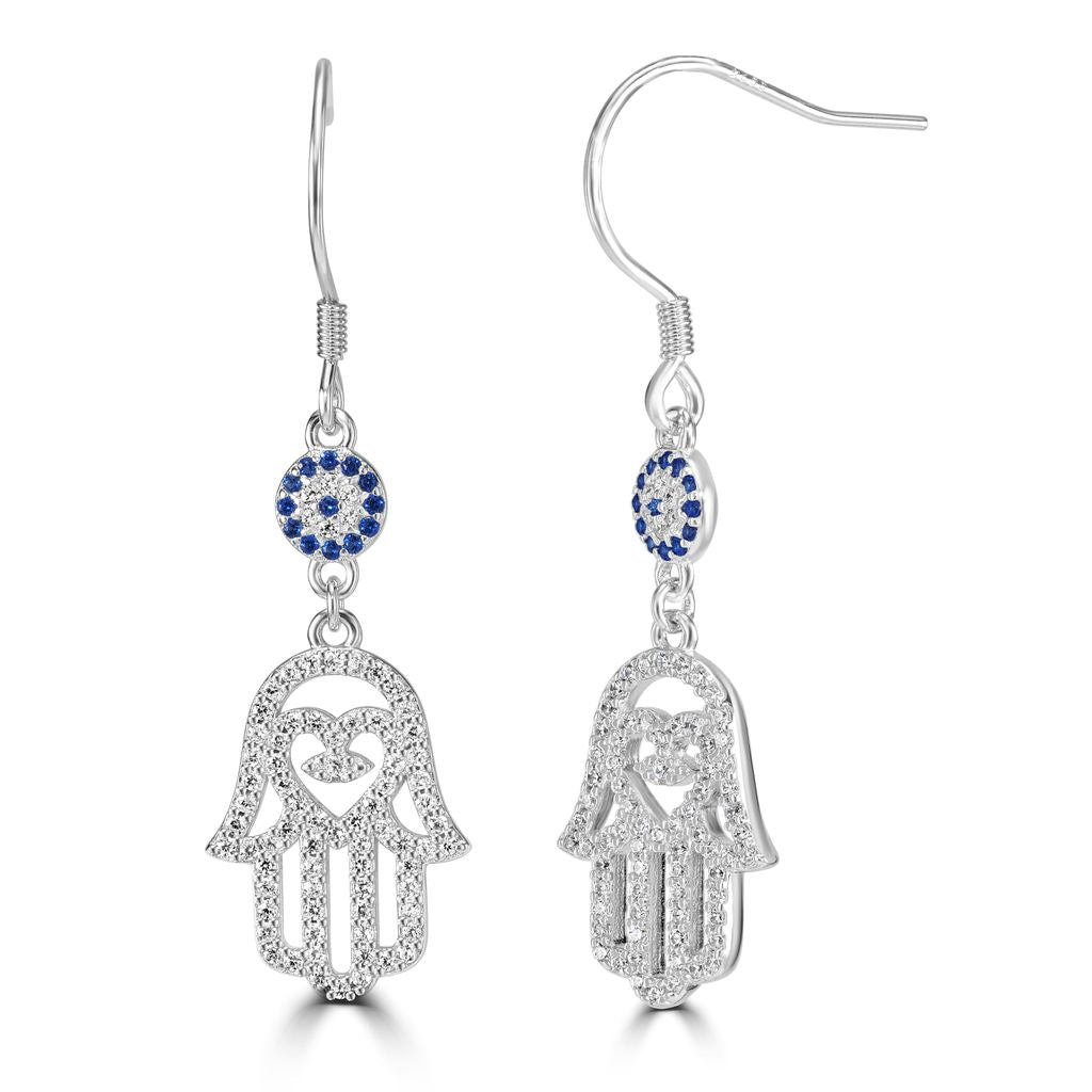Studded Hamsa Hanging Earrings - Shop Israel