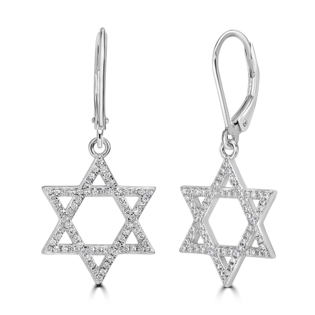 Studded Star of David Hanging Earrings - Shop Israel