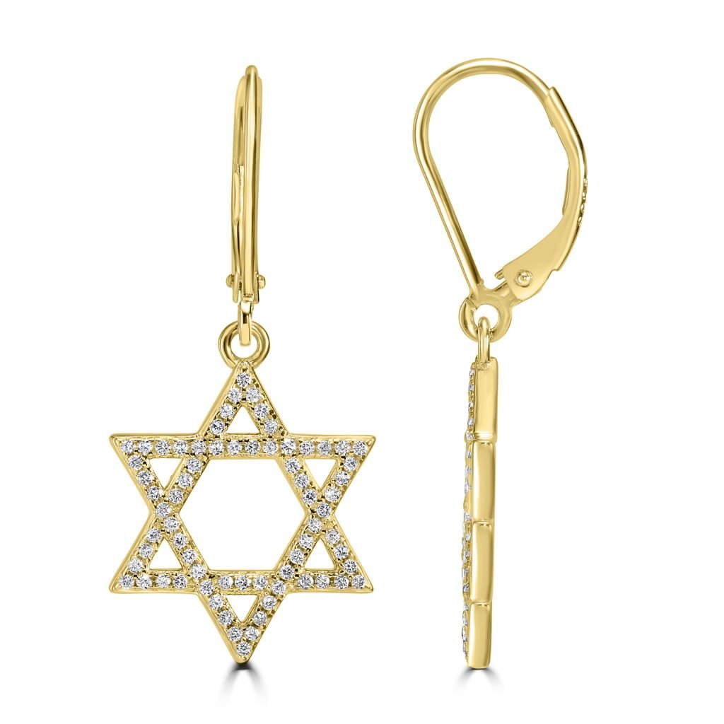 Studded Star of David Hanging Earrings - Shop Israel