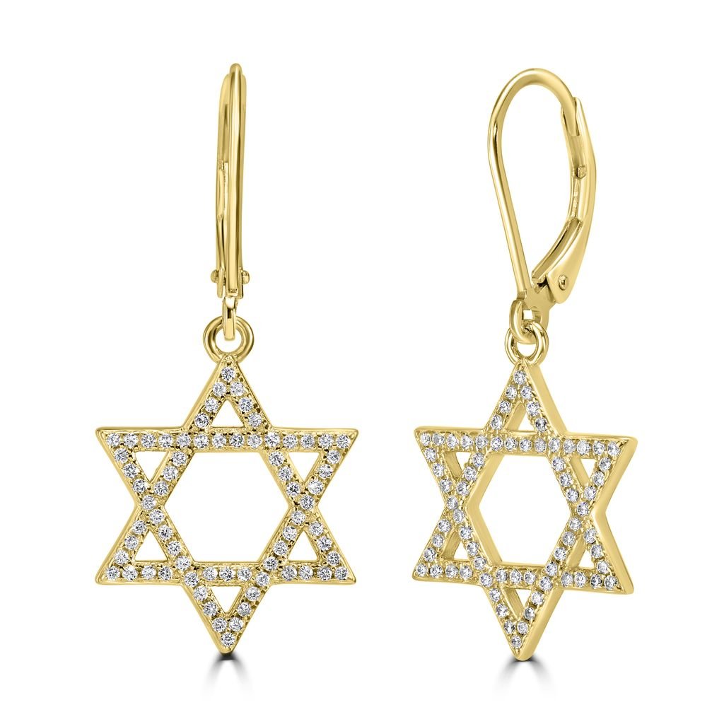 Studded Star of David Hanging Earrings - Shop Israel