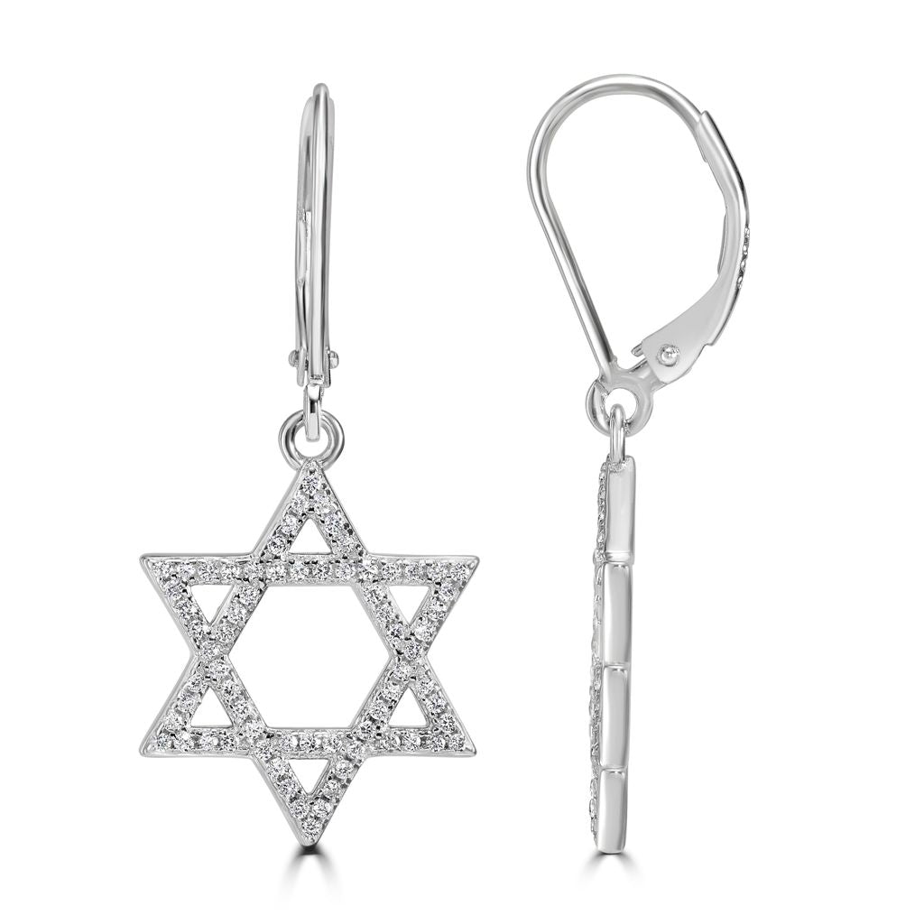 Studded Star of David Hanging Earrings - Shop Israel