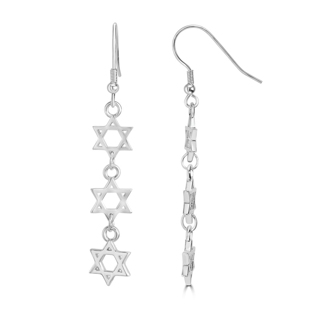 Triple Star of David Hanging Earrings - Shop Israel
