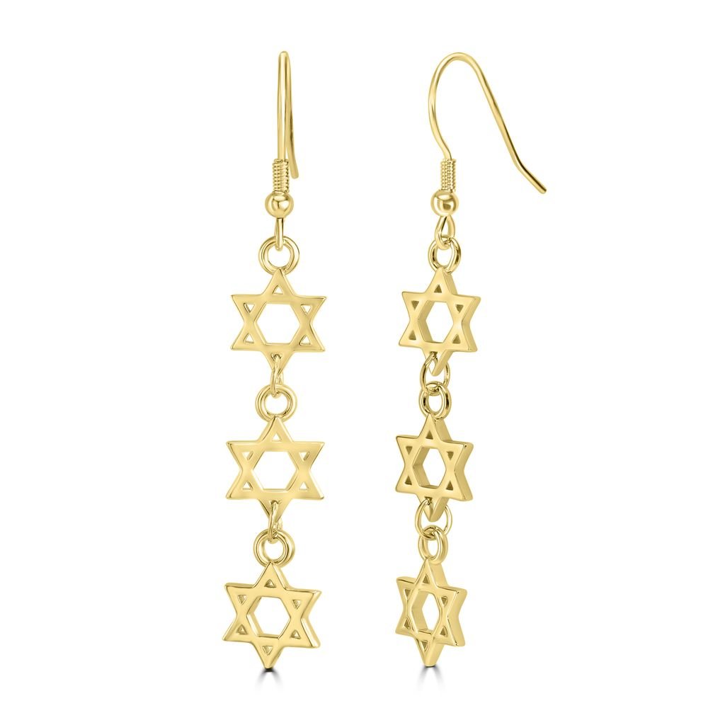 Triple Star of David Hanging Earrings - Shop Israel