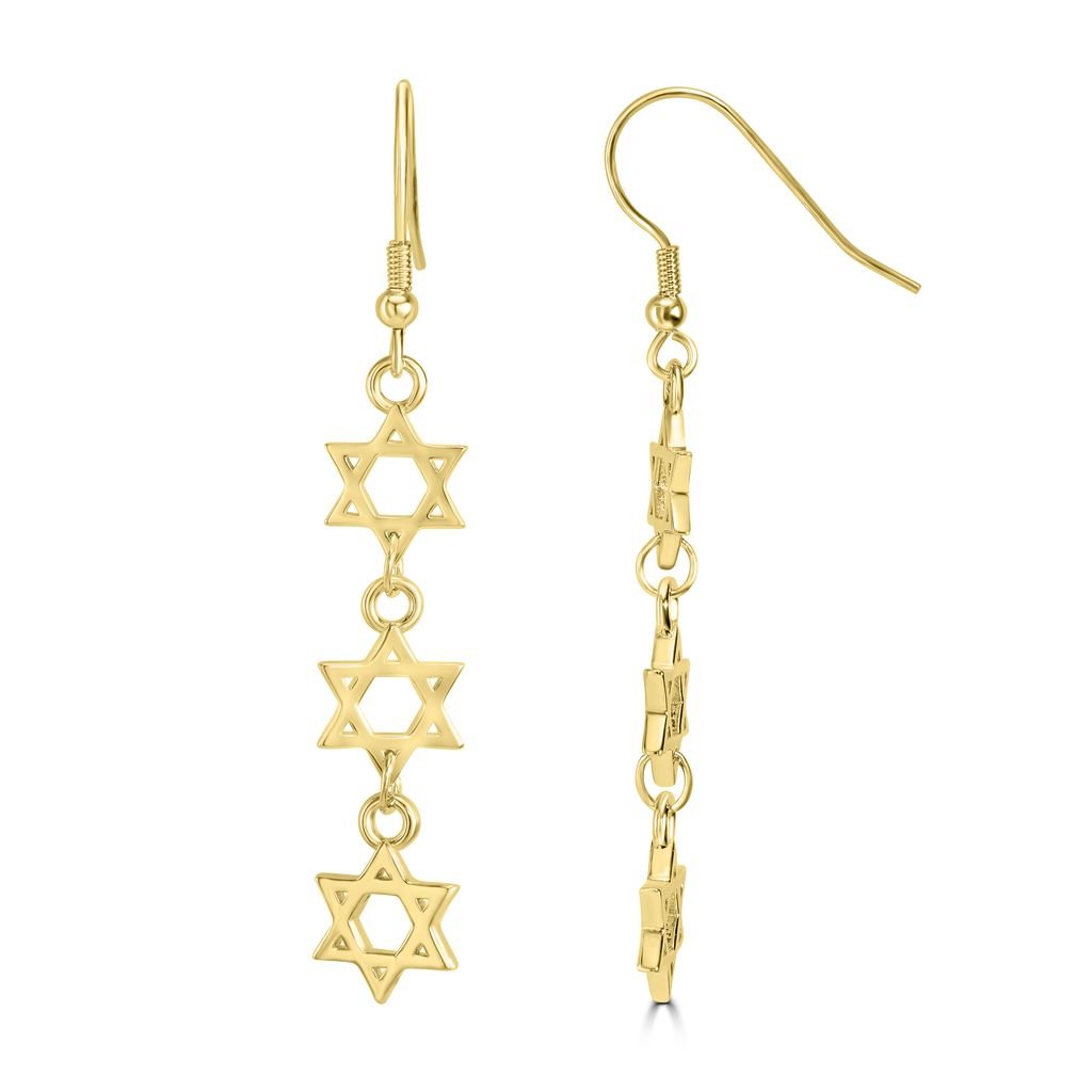 Triple Star of David Hanging Earrings - Shop Israel