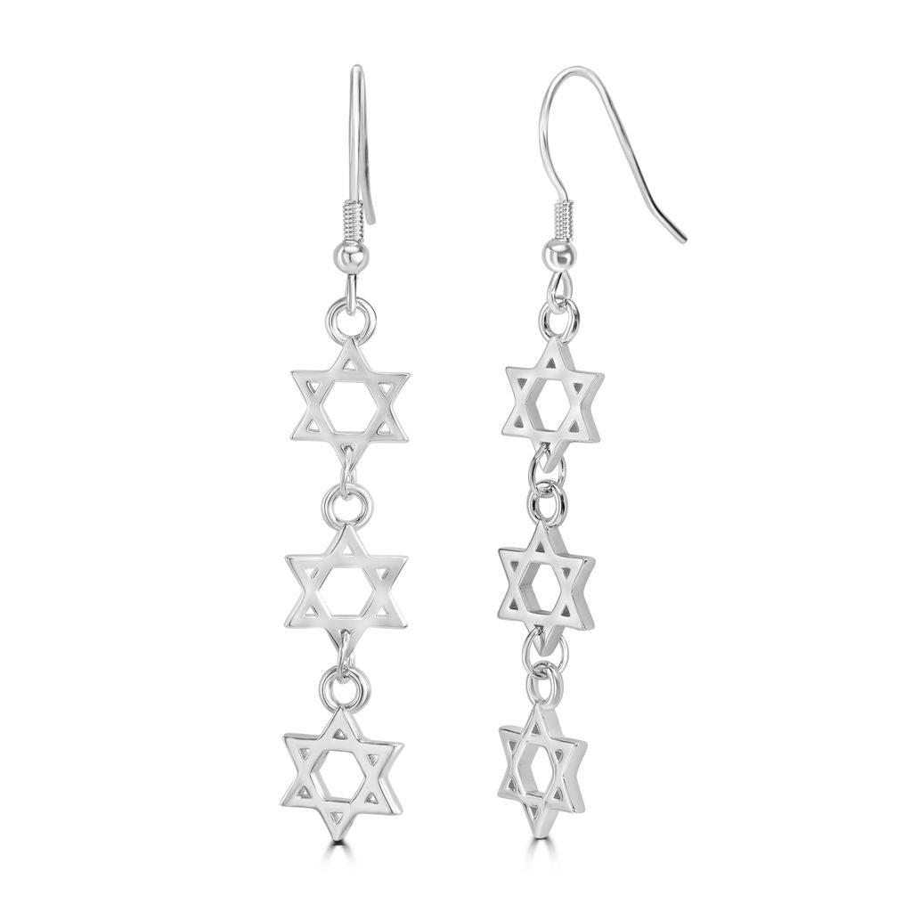 Triple Star of David Hanging Earrings - Shop Israel