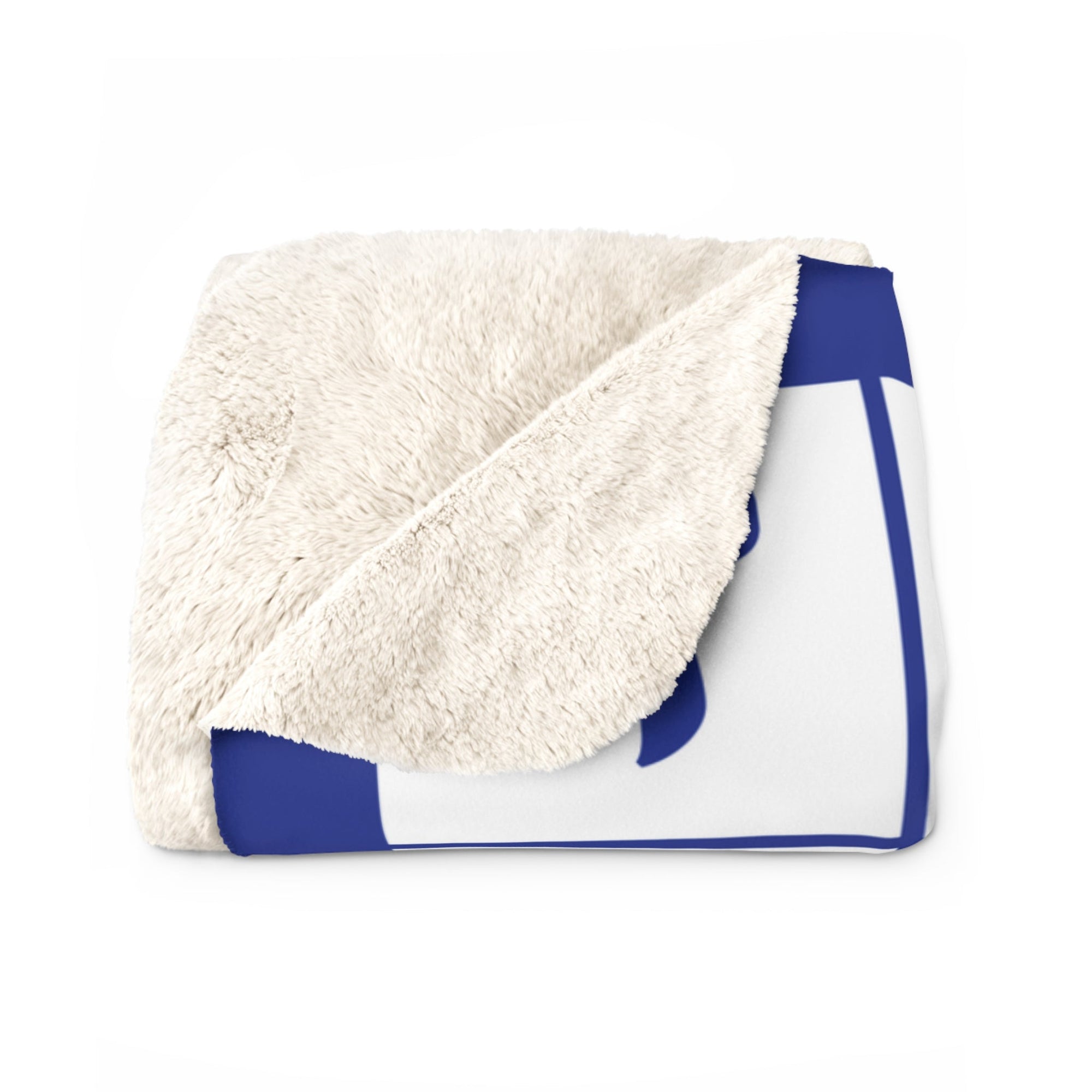 White & Blue Hebrew Alphabet Sherpa Blanket - Shop Israel