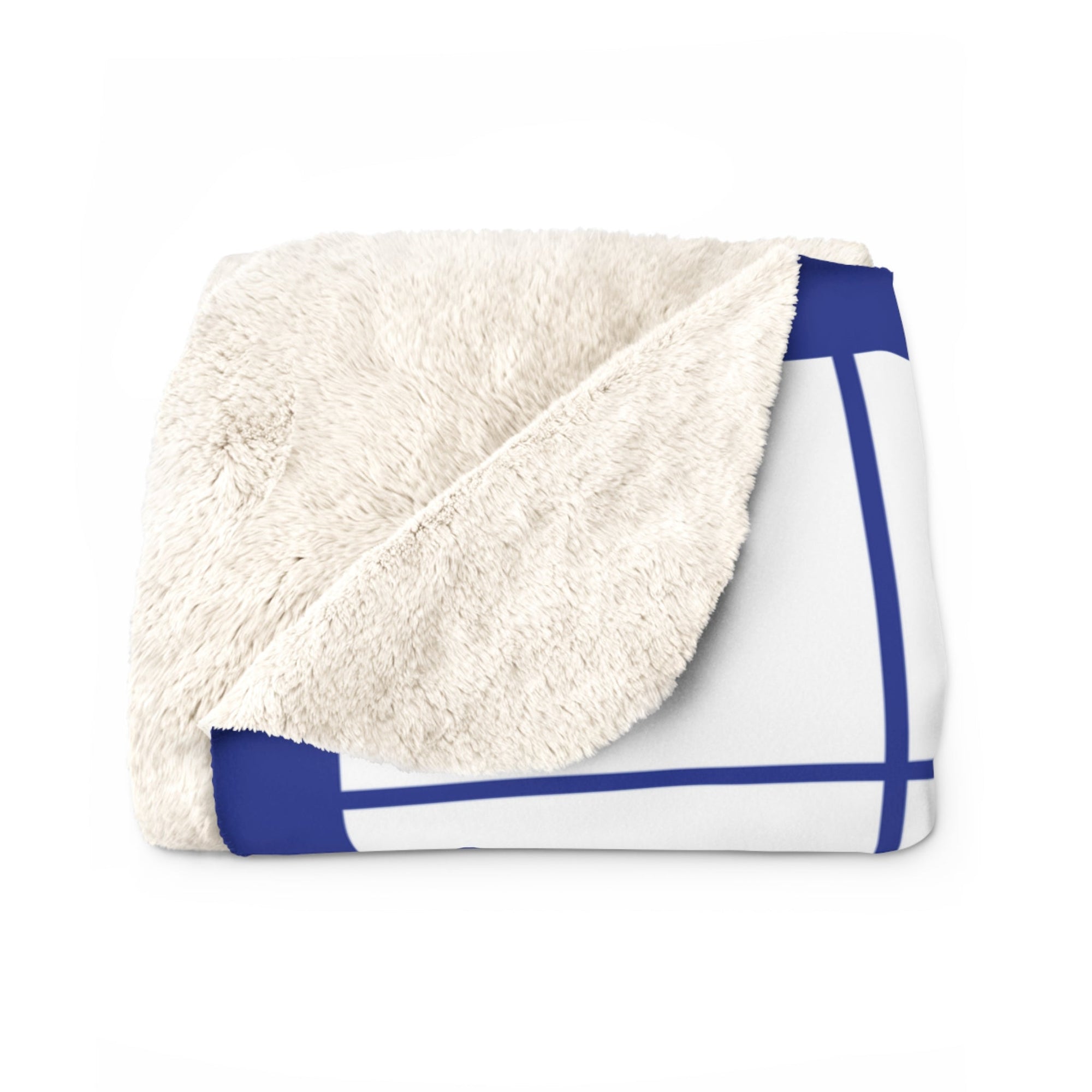 White & Blue Hebrew Alphabet Sherpa Blanket - Shop Israel